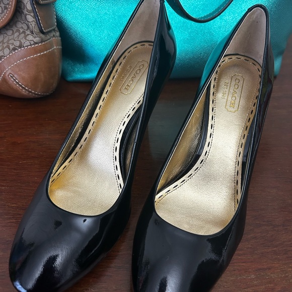 Coach Black Patent Leather Heels - Picture 1 of 4